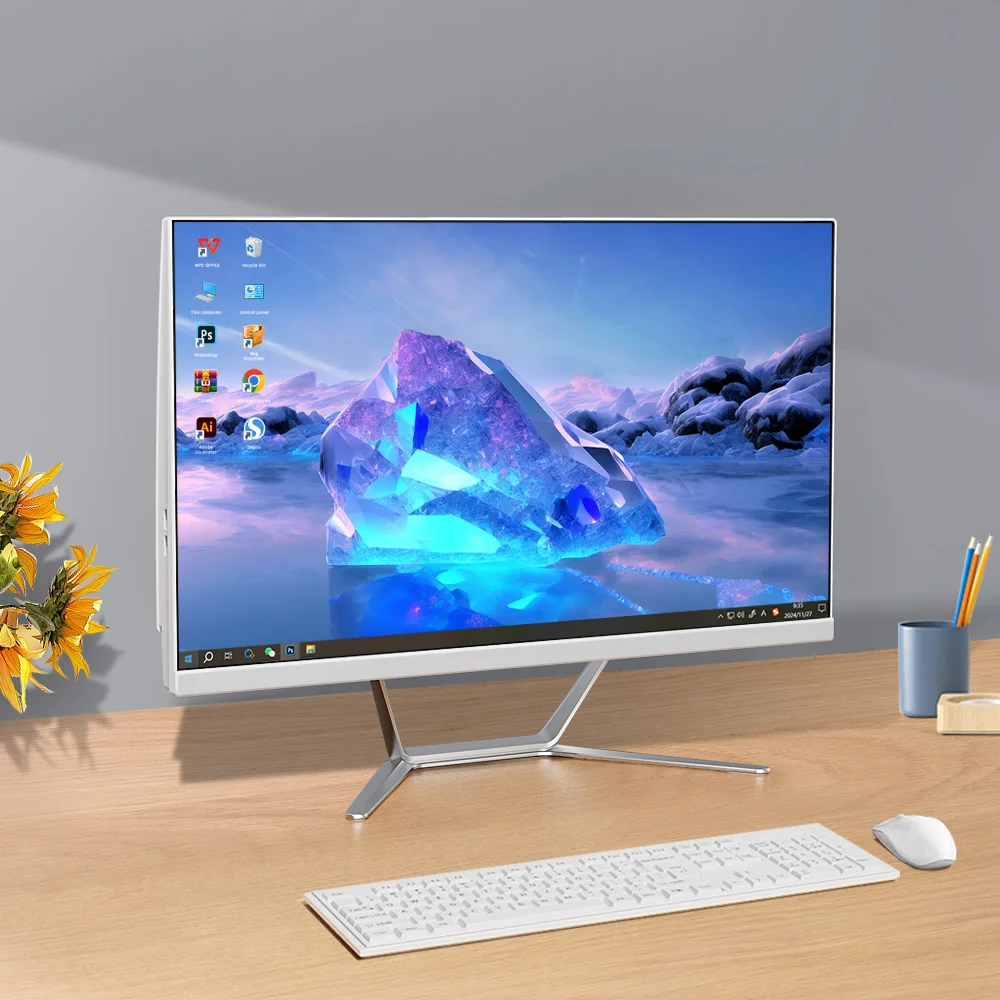 Computer AIO da 23,8 pollici Core I3 I5 I7 AIO Computer da gioco commerciale per CD a corpo singolo Unità a stato solido desktop all-in-one