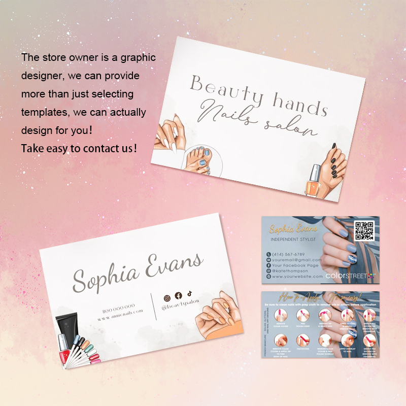 Sgntouch-小さなビジネス向けの五芒星付きネイルカードのセット,カスタマイズ可能なボックス,無料のデザイン