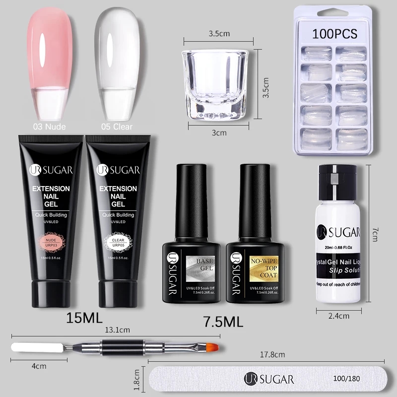Kit de azúcar UR acrílico para uñas, esmalte de Gel de construcción rápida, Color Nude y purpurina, todo para manicura, diseño artístico, extensión de Gel UV