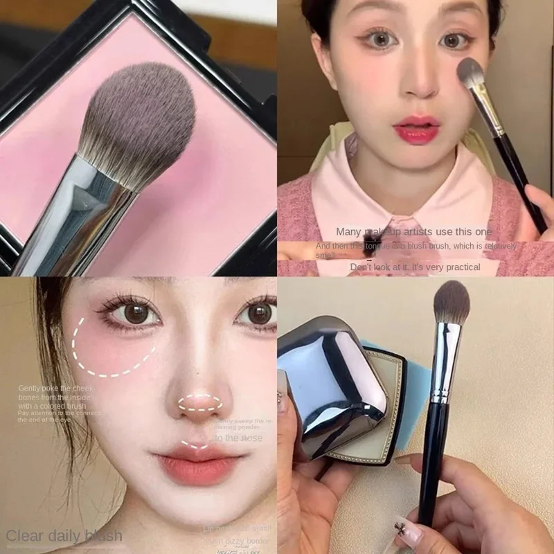1/2 Uds. Brocha para colorete con forma de corazón de melocotón, colorete en polvo, crema, colorete líquido, brochas de maquillaje planas, pequeñas y precisas, herramientas de maquillaje