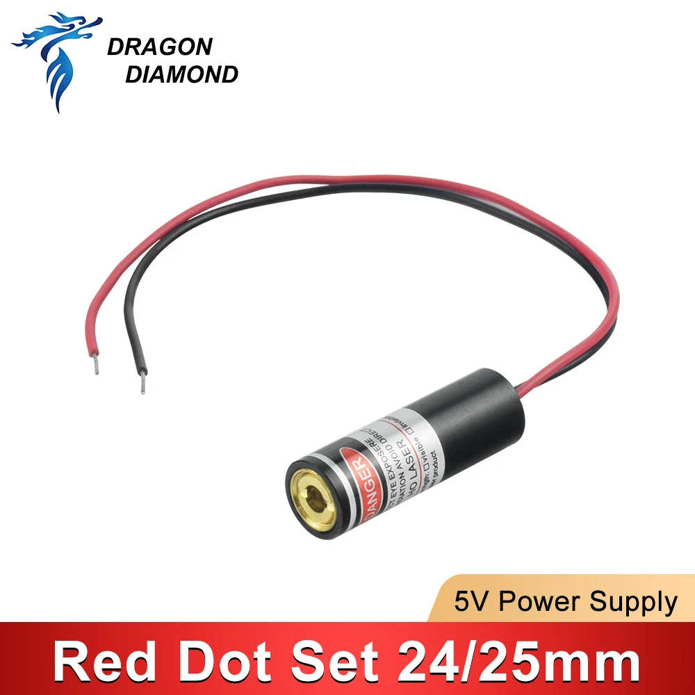 Módulo de diodo, juego de puntos rojos, posicionamiento DC 5V 2A 24mm 25mm, Base para cabezal de corte de grabado láser Co2 DIY