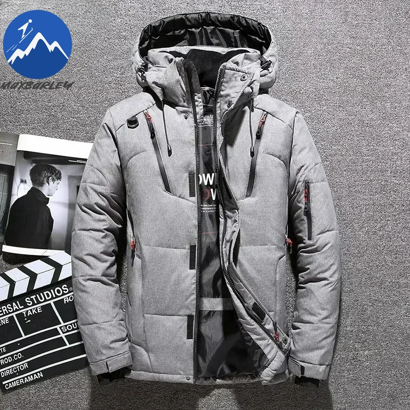 -20 degrés hiver hommes blanc canard doudoune épais chaud manteau de neige mâle capuche coupe-vent vers le bas Parkas vêtements d'extérieur vêtements de sport bouffant