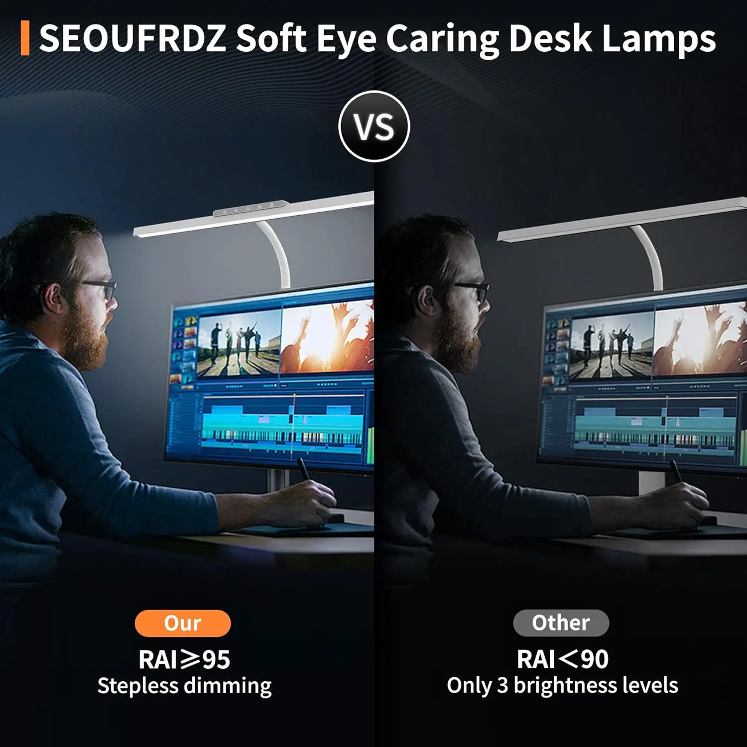 Lámpara de escritorio, lámparas de escritorio LED con atenuación continua de 3 colores para el hogar, oficina, luz de escritorio con memoria ajustable con abrazadera y control táctil
