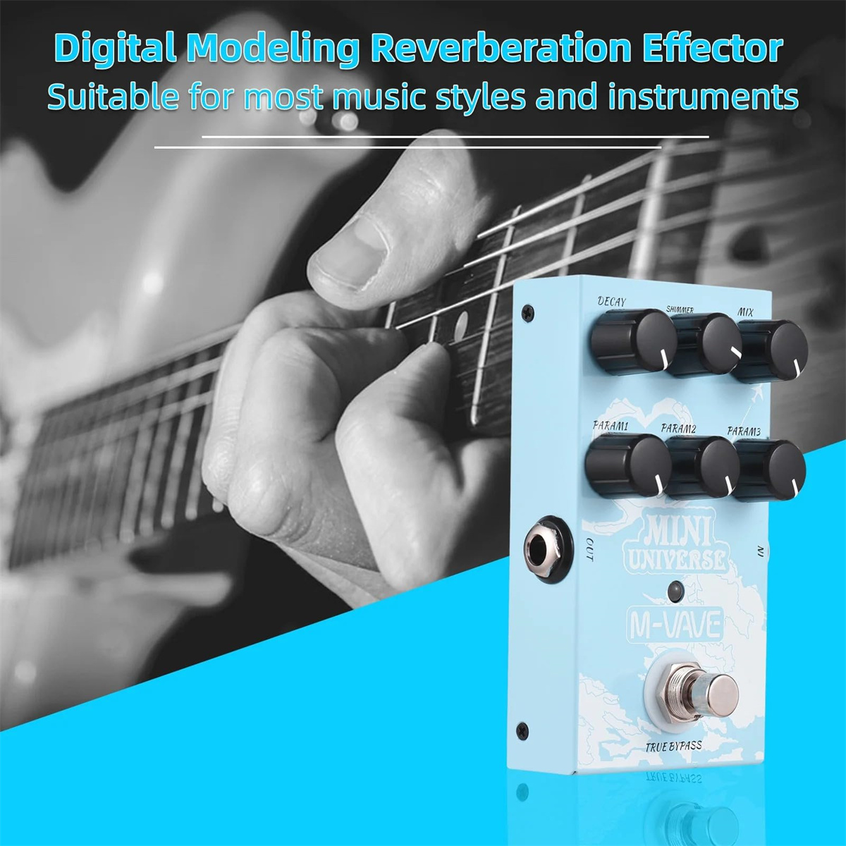 Mini Universe Digital Reverb Pedal 9 Reverb Digital Effects Room/Shimmer/Lofi/Spring Reveb Effect Pedals Guitar Pedal