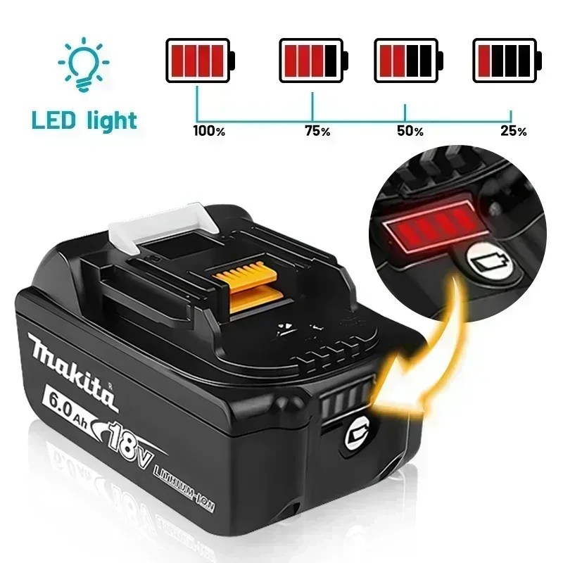 100% Original Makita 6Ah/5Ah/3Ah para batería Makita 18V BL1830B BL1850B BL1850 BL1840 BL1860 BL1815 batería de litio de repuesto