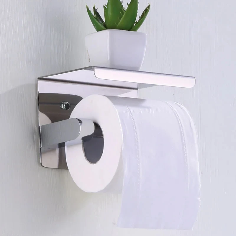 สแตนเลสห้องน้ําผู้ถือกระดาษห้องน้ําม้วนผู้ถือไม่มีเจาะ Wall Mount WC กระดาษผู้ถือโทรศัพท์บ้านกระดาษผ้าเช็ดตัวผู้ถือ