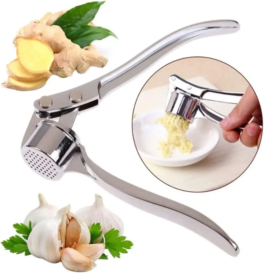 Espremedor de alho em aço inoxidável, prensa de alho, acessórios de cozinha, espremedor manual de gengibre, ferramenta de prensa manual, moedor de alho