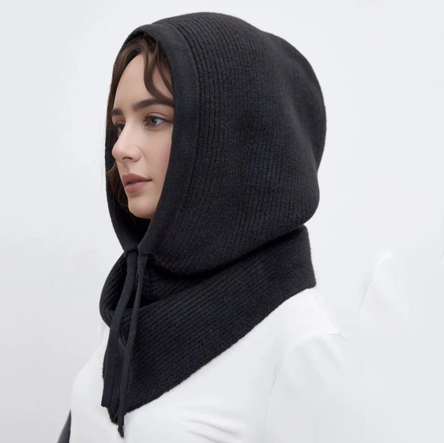 Cappello a cuffia lavorato a maglia da donna con sciarpa - Scaldacollo staccabile Infinity Cowl Maschera da sci invernale Cappello lavorato a maglia da donna Sciarpa Combo