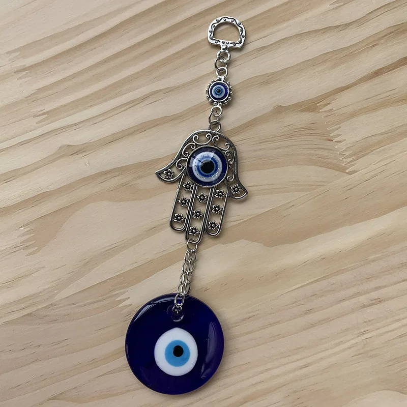 Pingente de Parede Azul Evil Eye, Amuleto Turco, Amuleto da Sorte, Bênção Proteção Presente, Mão Hamsa, Flor para Decoração de Casa