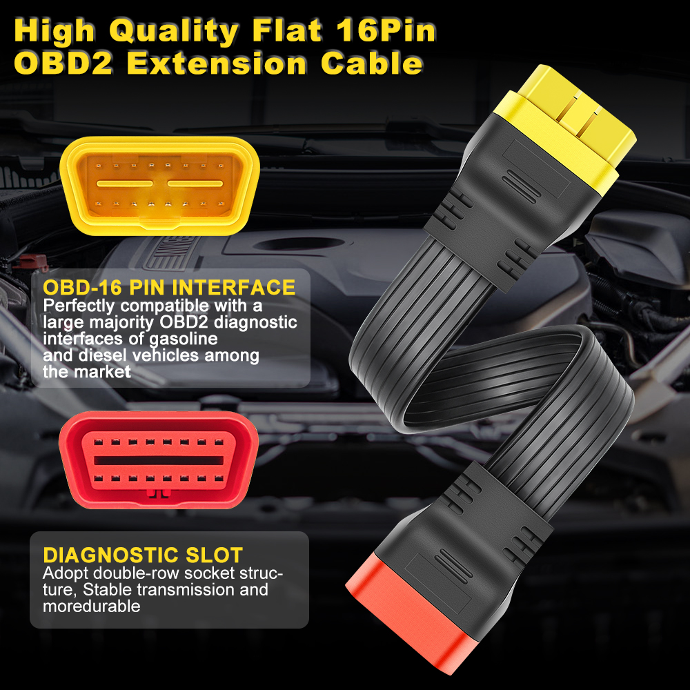 Obd2 Obdii Verlengkabel Man-vrouw Connector 16Pin Diagnostic Tool Voor Elm327 Launch Thinkdiag Adapter Onbuigbaar