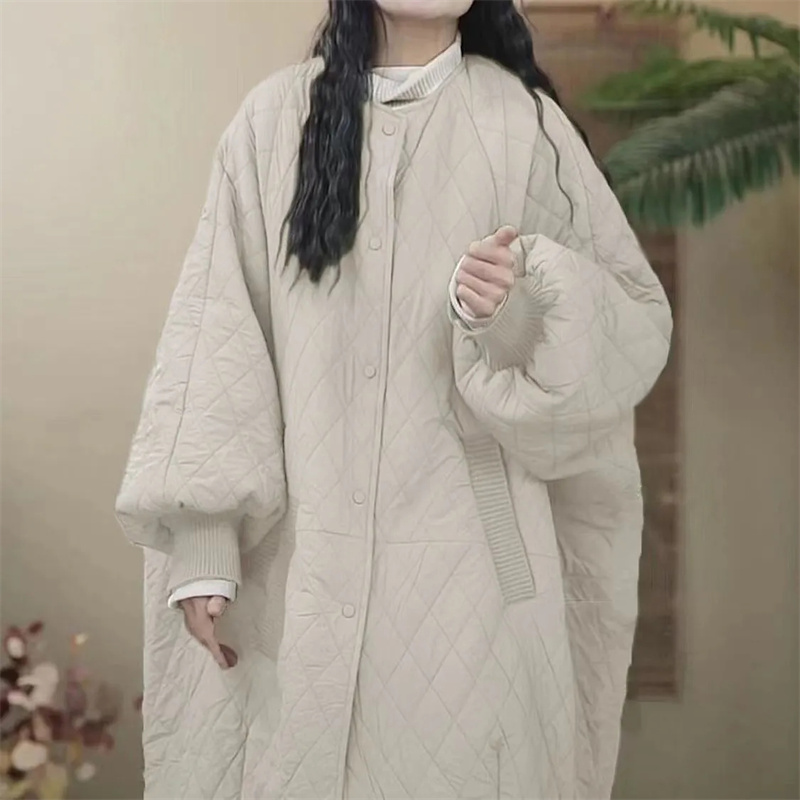 ขนาดใหญ่เพชรลายสก๊อตลงเสื้อแจ็คเก็ตผ้าฝ้าย 2025 ผู้หญิงยุโรปเสื้อยาวเสื้อแจ็คเก็ตผ้าฝ้ายน้ําหนักเบาฤดูหนาว Parka เสื้อใหม่หญิง