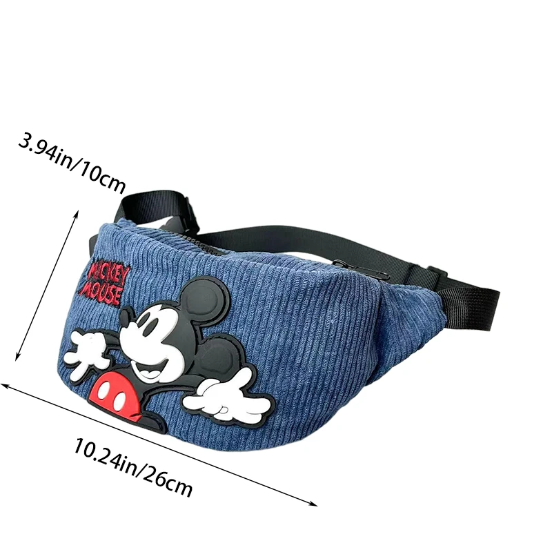 Cord-Brusttasche, 3D-Mickey-Mouse-gestickte Umhängetasche für Kinder, modische blaue Hüfttasche