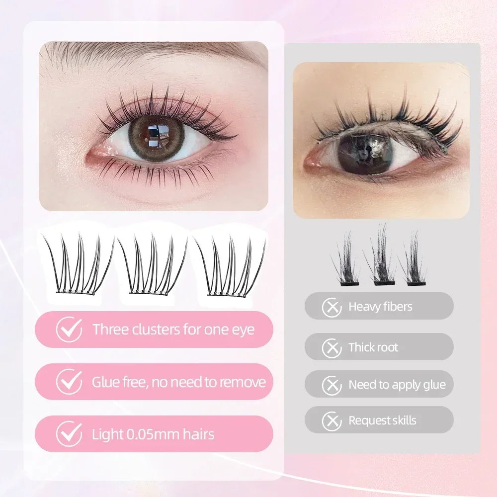 Yelix Fairy Glue-free False Eyelashes Easy To Rebound No Need To Remove Segmented Thin Stems Suitable for Novice DIY Eyelashe
