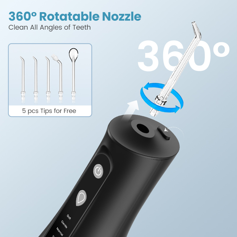 Sejoy przenośne nić dentystyczna do zębów 300ML irygator do jamy ustnej akumulator Dental 5 trybów zbiornik na wodę wodoodporny środek do czyszczenia zębów