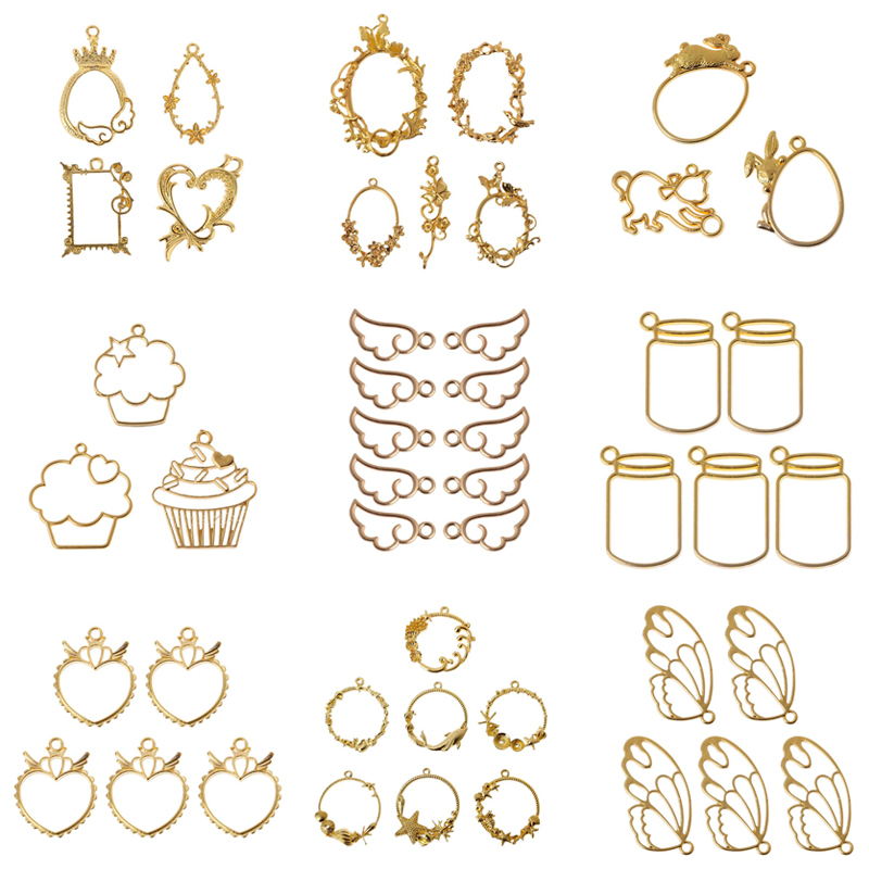 5Pcs Bia Cốc Nổi Nhựa Chai Trống Khung Mặt Dây Chuyền Mở Bezel Thiết Lập Trang Sức Làm Resin Khuôn Công Cụ