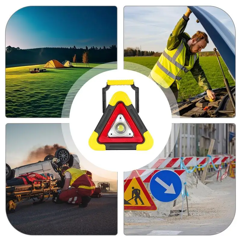 Triangle Lights Multifunctional Solar Car Warning Triangles Portable Safety Triangle LED Work Light 4 Modes Warning Light For
