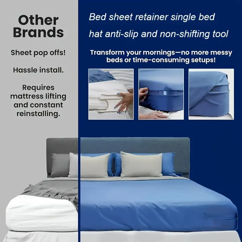 4 Heavy Duty Sheet Holders, Non-Slip Mattress Straps for All Sheet Sizes, Easy Install & Secure Fit, Modern Bedding
