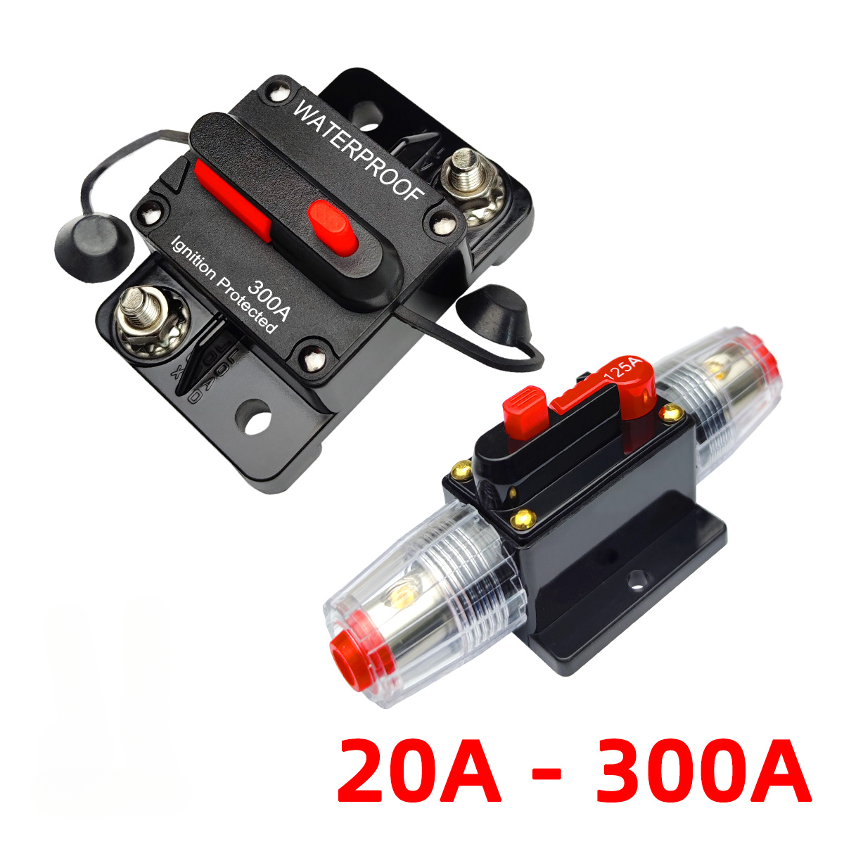20a a 300a 12v-48v disjuntor de energia proteger fusível corrico com reinicialização manual à prova dwaterproof água carro barco manual 30a 80a 100a 300a
