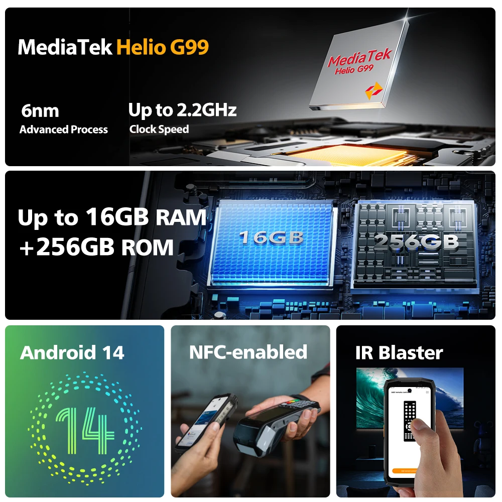 Ulefone Armor mini 20 4G 4.7" Display Telefone robusto 64MP Câmara noturna Luz LED versátil Smartphone Android 14 6200mAh 16GBRAM （8 + 8） 256GB ROM 33W