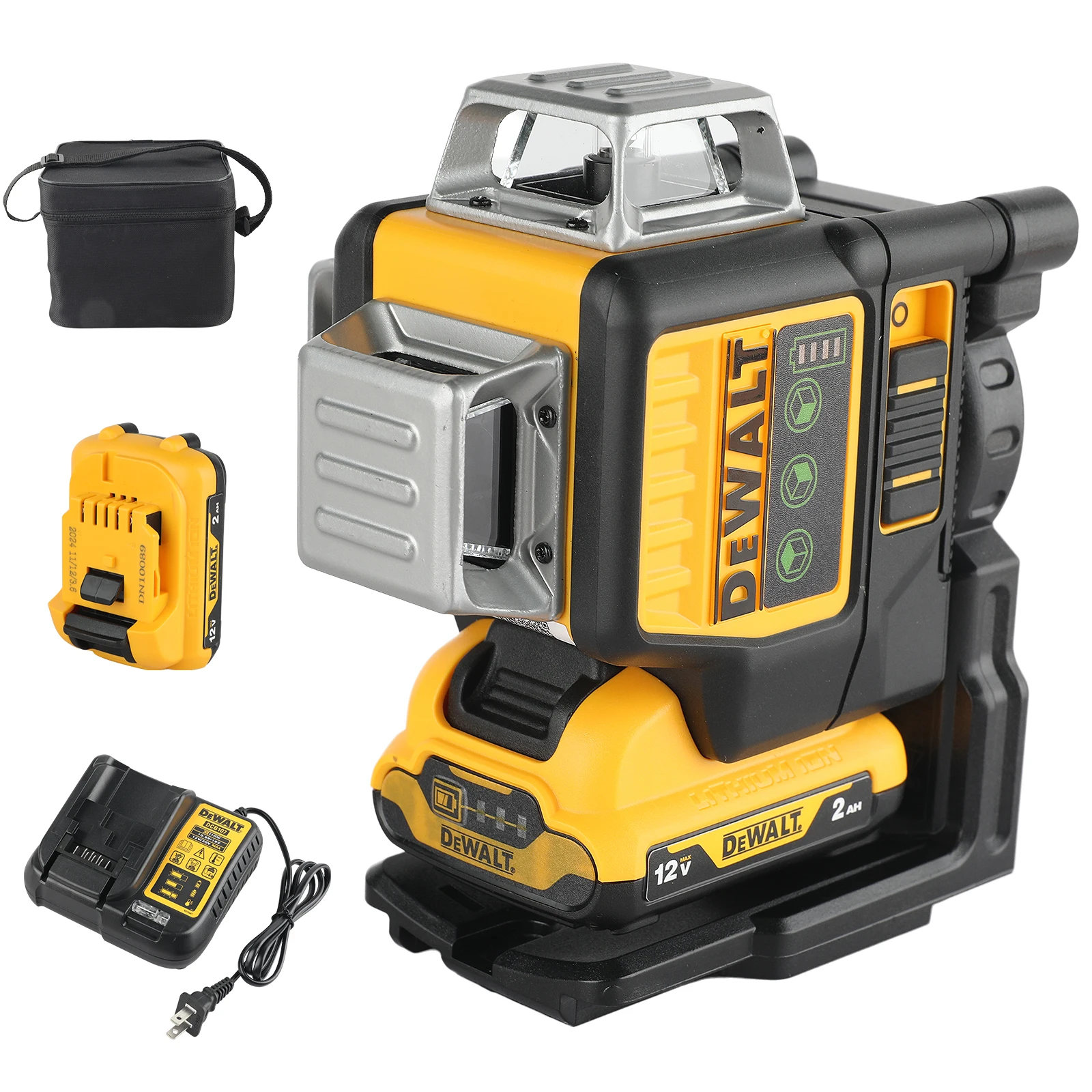 Dewalt DW089LG 12 - Line Laser Level: 3 - Side, 360 - Degree Vertical & Horizontal Green - Light Level Meter for Outdoor Use