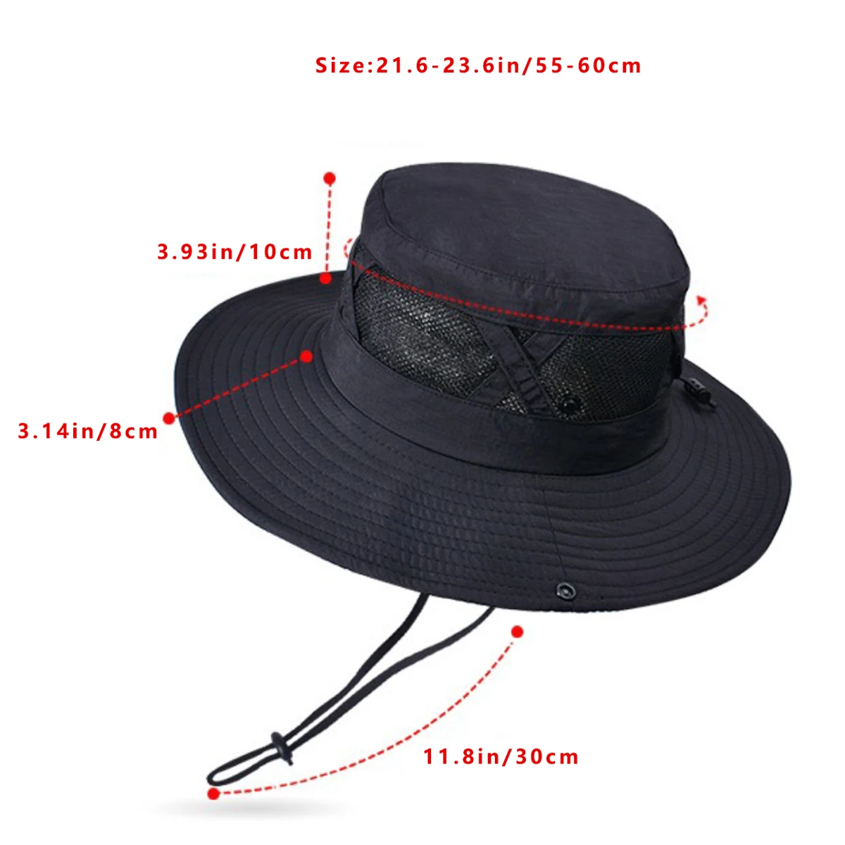 Sombrero de cubo hueco para hombre, transpirable, UPF 50+, senderismo, playa, plegable, protección UV, pesca, verano, Safari, gorra ajustable, 1 ud.