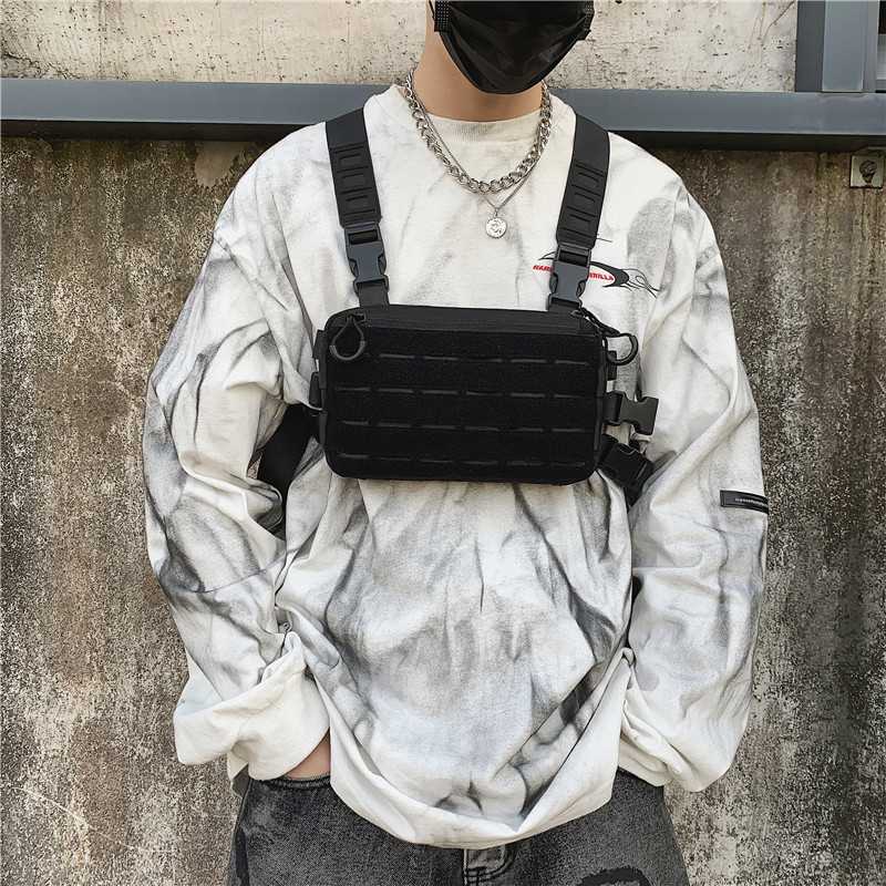 Saco de peito tático funcional exercício colete de viagem pacote oxford pano colete saco de armazenamento unisex saco de equipamento de peito hip hop colete mochila