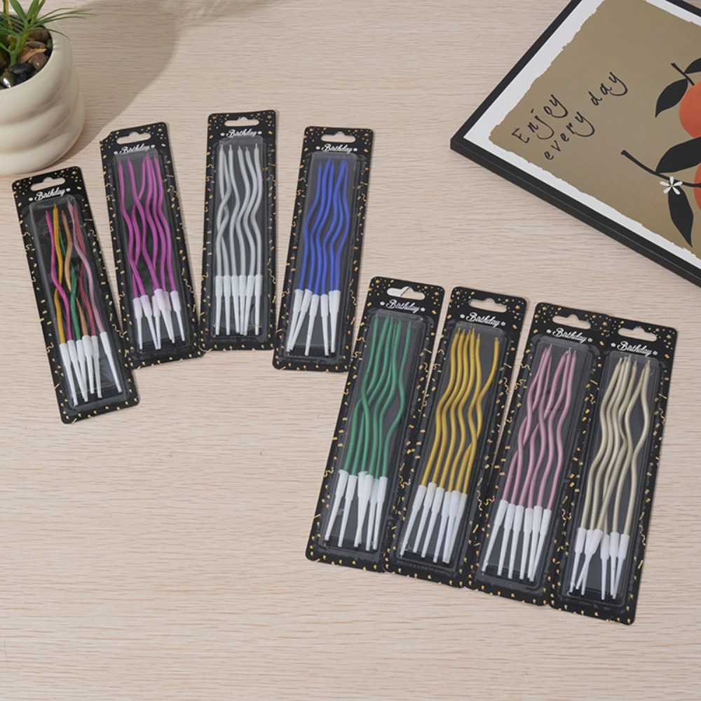 6/12/48pcs Birthday Candles Spiral Cake Candles  Long Thin Cake Candles For Wedding Party And Cake Decoration