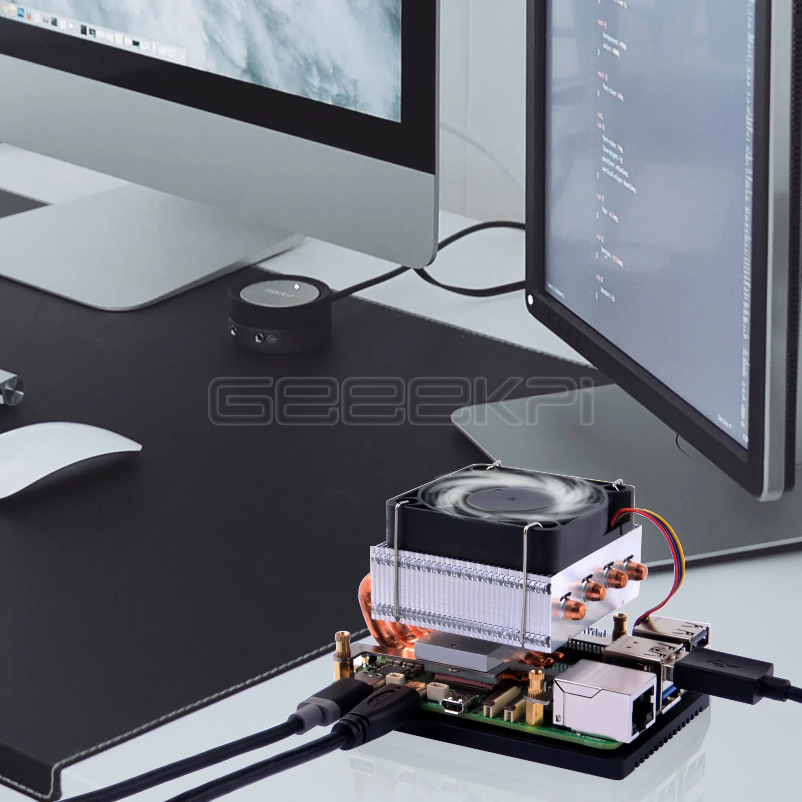 Низкопрофильный процессорный кулер Geeekpi Plus для вентилятора процессора Raspberry Pi 5.