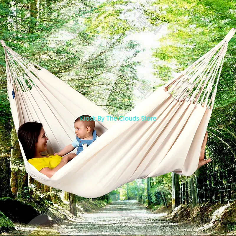 Weiße Leinwand Hängematte Outdoor Camping Schaukel Meer Freizeit reise Garten Dekoration für 2 Personen