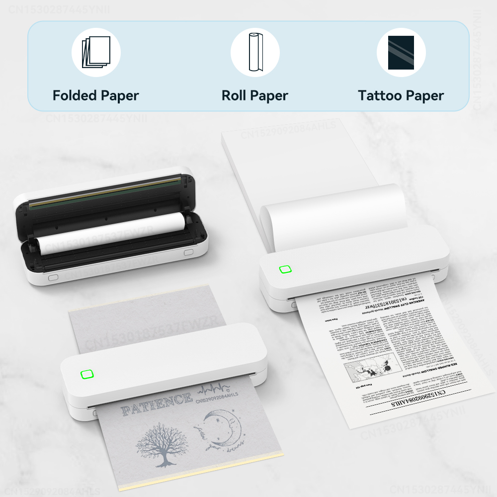 Tragbarer a4 Thermo drucker Inkless Bluetooth Foto PDF Dokumenten drucker Memo Note Tattoo Druck Wireless Tattoo Schablonen drucker