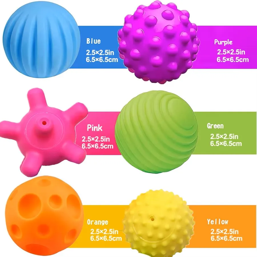 6 ชิ้นของเล่นเด็ก Sensory Balls สําหรับเด็ก Textured Hand Touch Ball นวดนุ่มทารก Rattle Senses ของเล่น