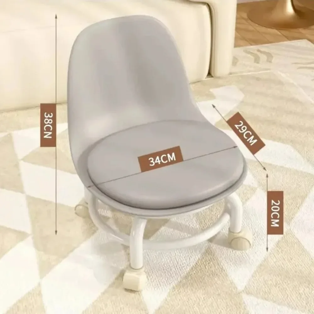 Household Backrest Pulley Low Stool Waist Protection 360 Degree Rotating Versatile Round Stools Modern Simple Universal Wheel