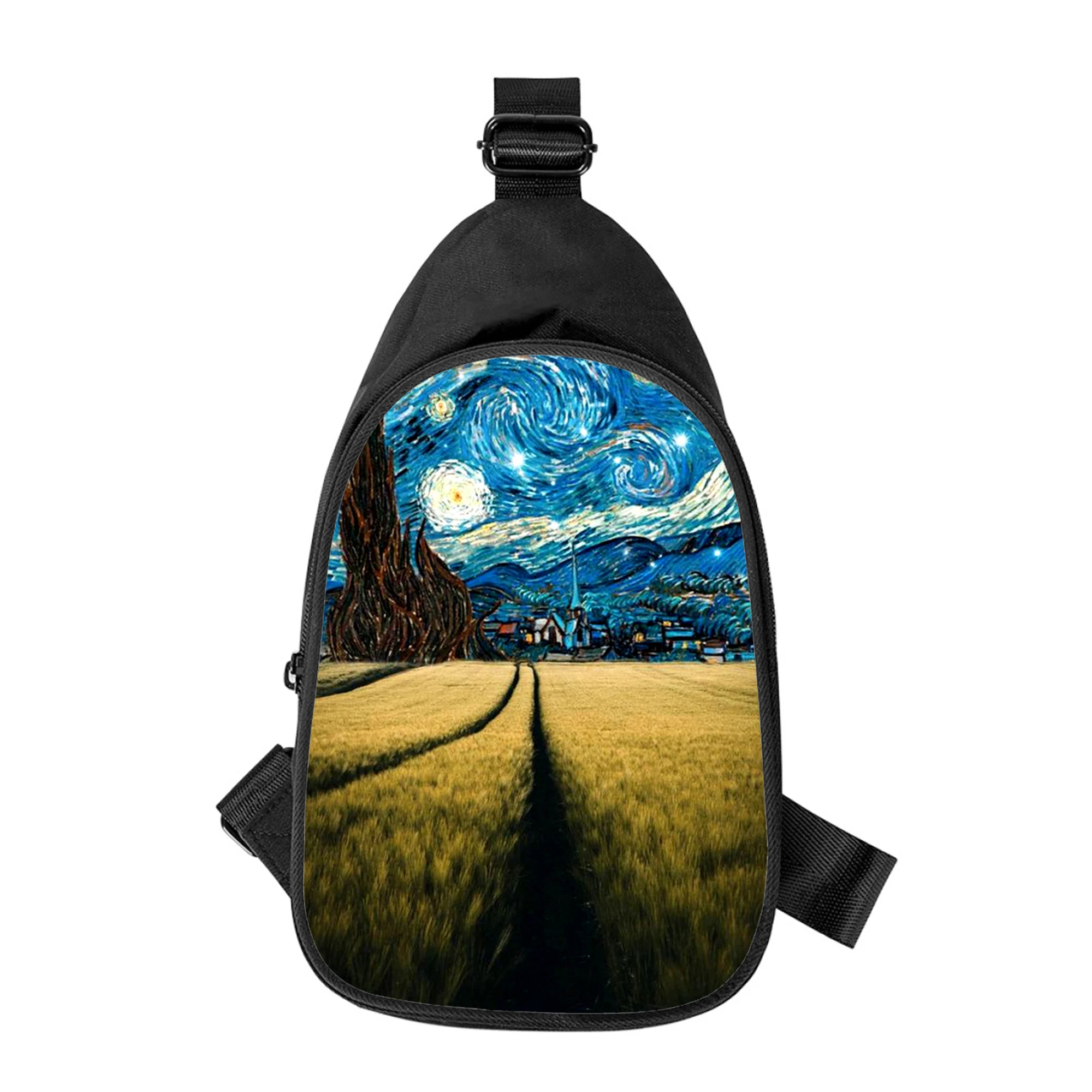 Van Gogh Kunst Malerei 3D-Druck neue Männer Kreuz Brusttasche diagonal Frauen Umhängetasche Ehemann Schule Taille Pack männliche Brust Pack