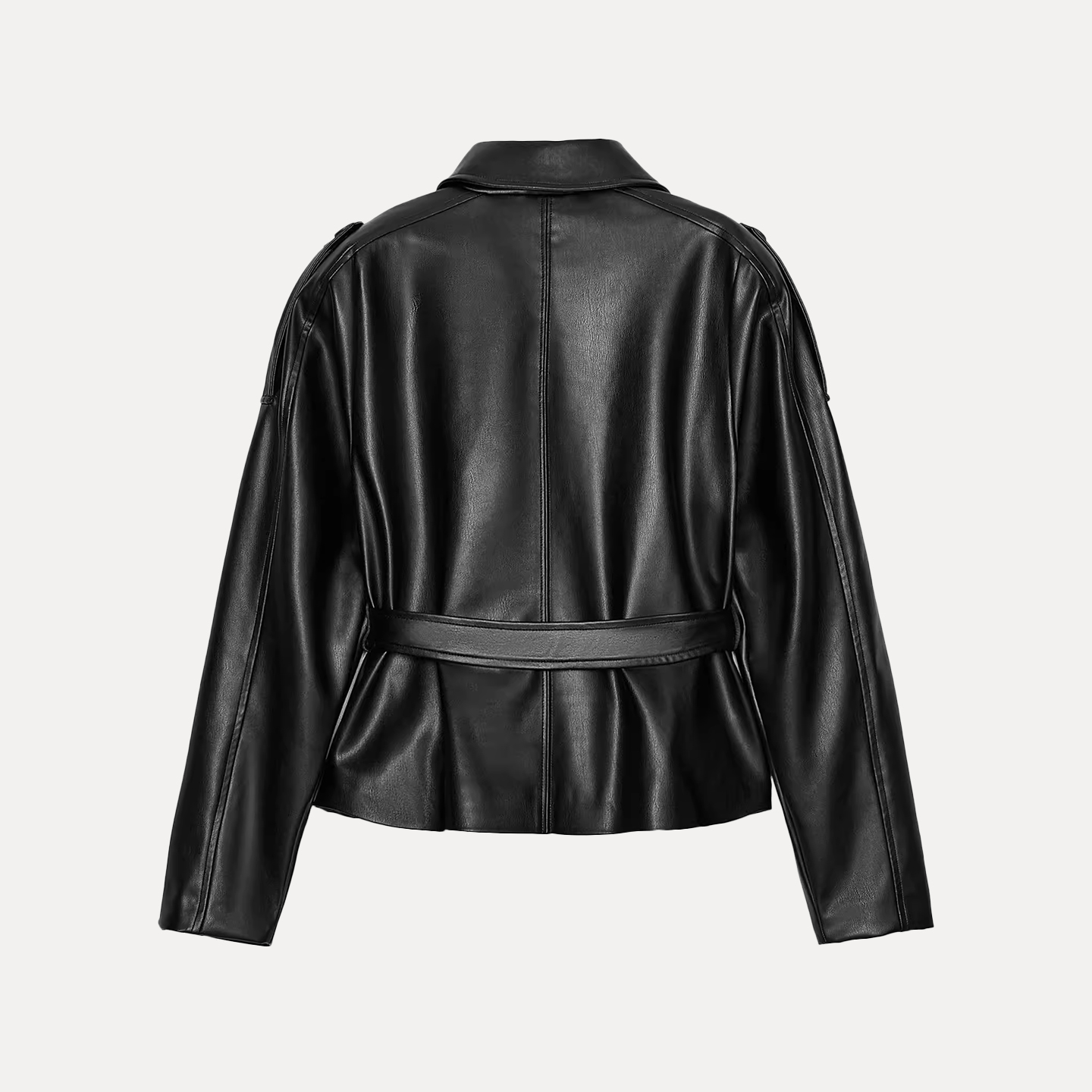 Casaco E de Couro Sintético para Mulheres, Manga Longa, Moda de Outono, Ajuste Padrão, Jaqueta Fena da Marca Z