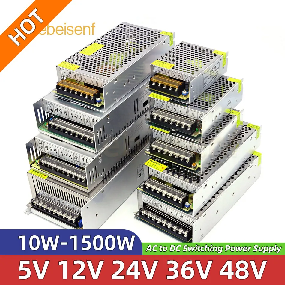 Fuente de alimentación conmutada de alto voltaje, convertidores de bajo voltaje CA a CC, carcasa de aluminio cerrada, 5V, 12V, 24V, 36V, 48V