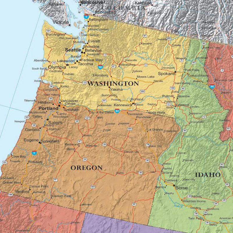 Mapa administrativo americano em tela, sem moldura em inglês, impressões, imagens de arte, decoração de parede de escritório, mapa, material escolar