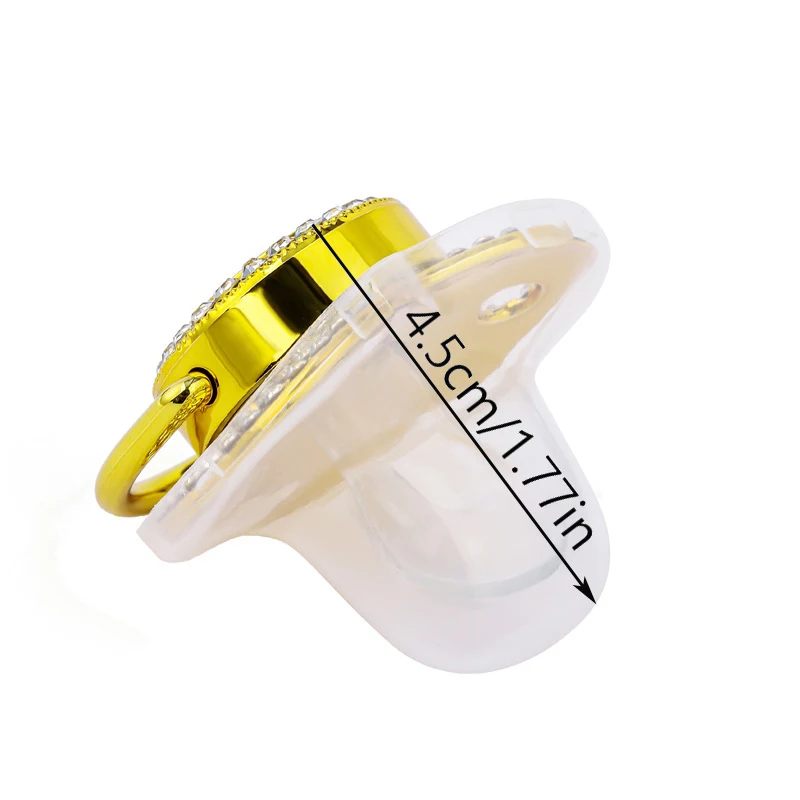Gold Zircon Newborn Pacifier with Lid Name Initials Personalized Pacifiers for Babies Silicone Infant Dummy New Baby Shower Gift