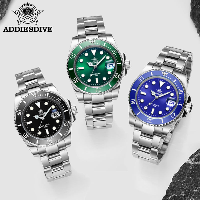 ADDIESDIVE ธุรกิจสันทนาการสแตนเลสนาฬิกาผู้ชายในยุโรปอเมริกานาฬิกากลไกอัตโนมัติสีต่างๆนาฬิกาดําน้ํา