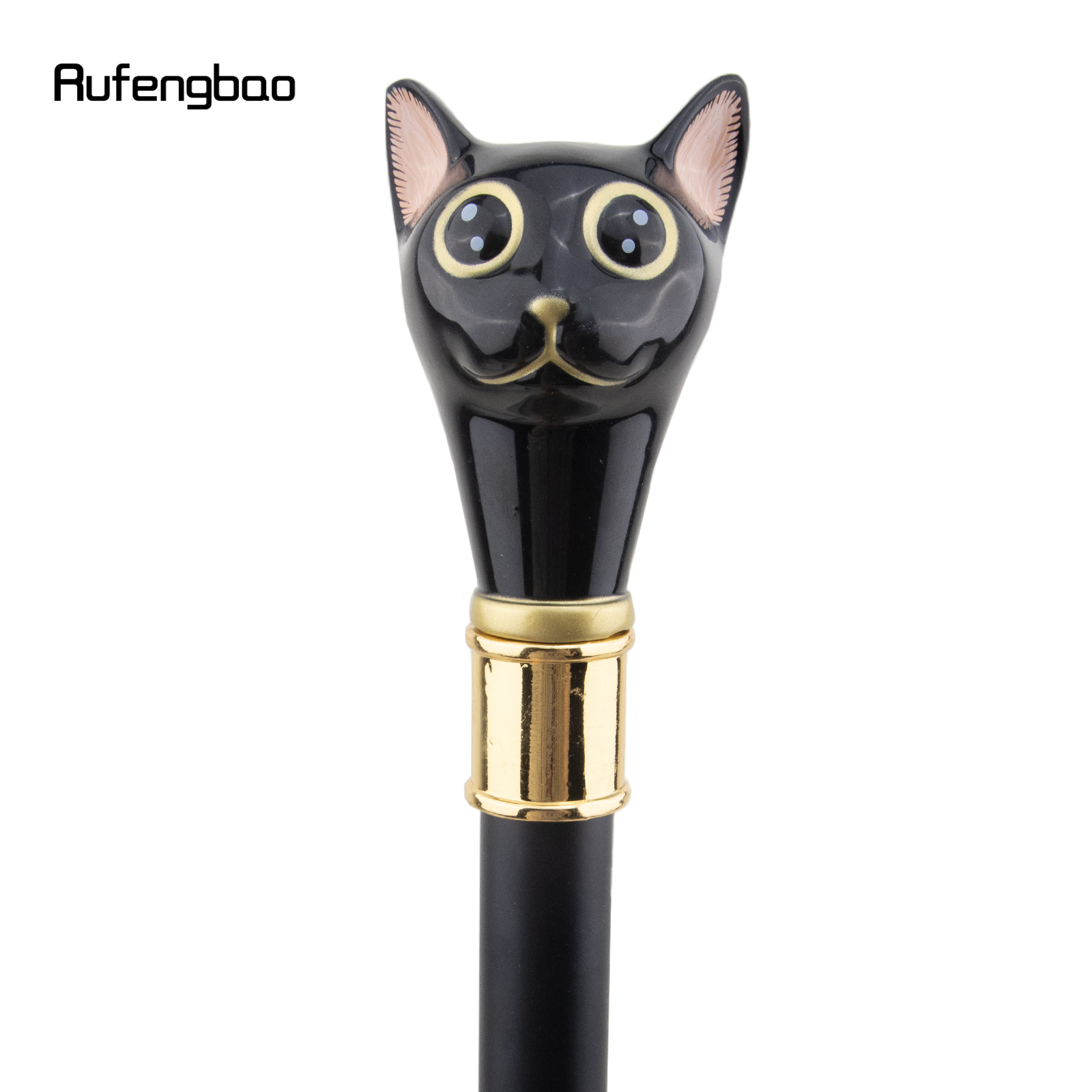 Schwarz goldene Katze Gentleman Kätzchen Gehstock Mode Gehstock Gentleman Crosier Knopf Gehstock 93cm