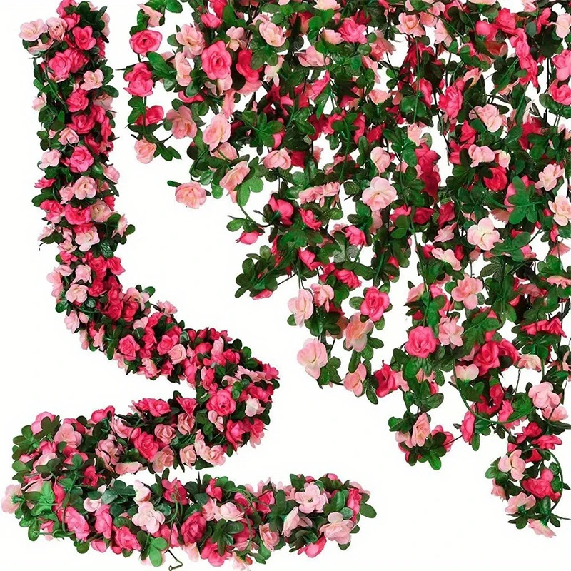 Flores de rosas artificiales de 250CM para decoración de la habitación del hogar, boda, jardín de otoño, arco al aire libre, ratán de Navidad, plantas falsas DIY, vid