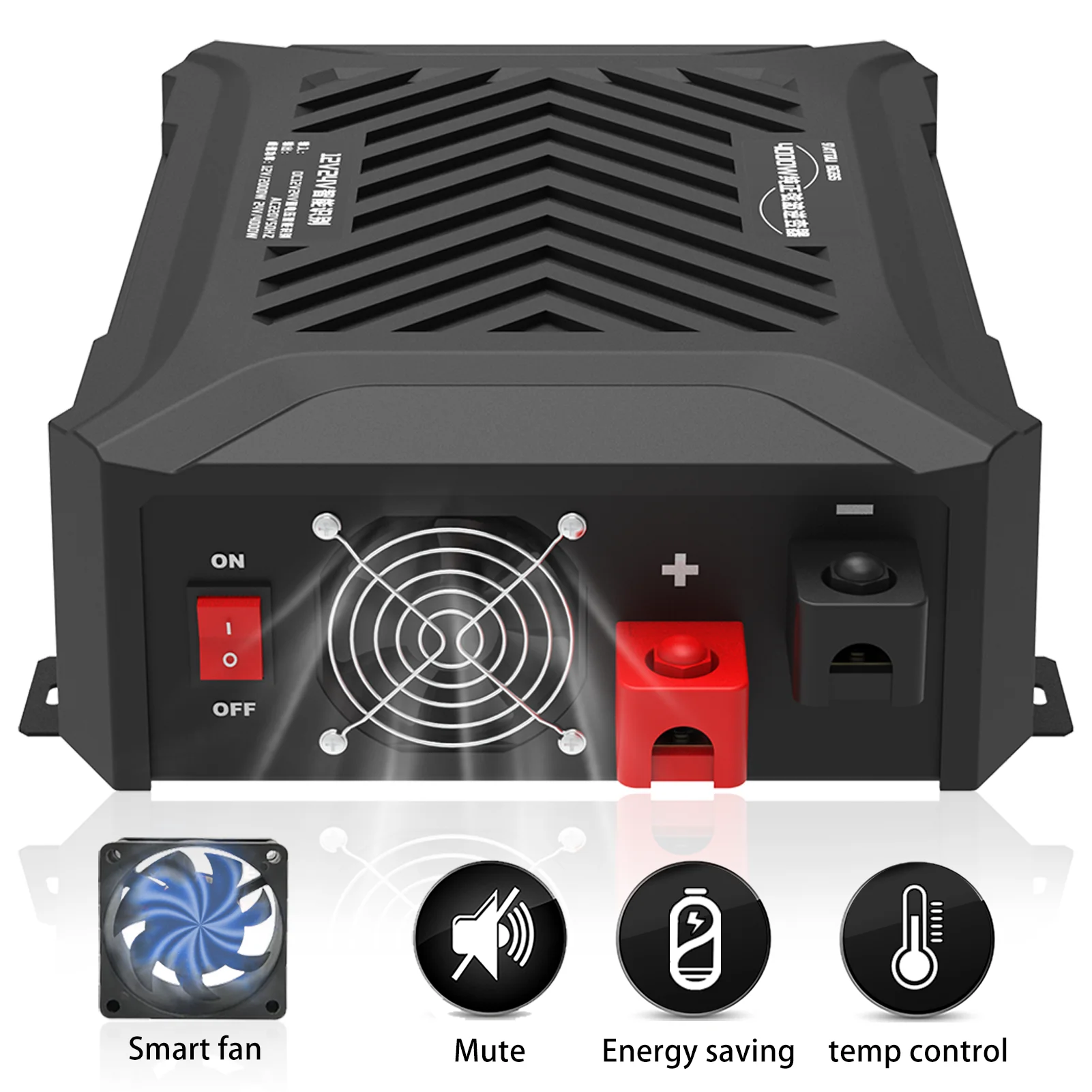 DATOU BOSS reiner Sinus-Wechselrichter, 12 V, 24 V, 1200 W, 2300 W, zwei Spannungen, unterstützt DC-Wechselstrom-Wechselrichter, 12 V auf 220 V, EU-Spitzenleistung 4000 W