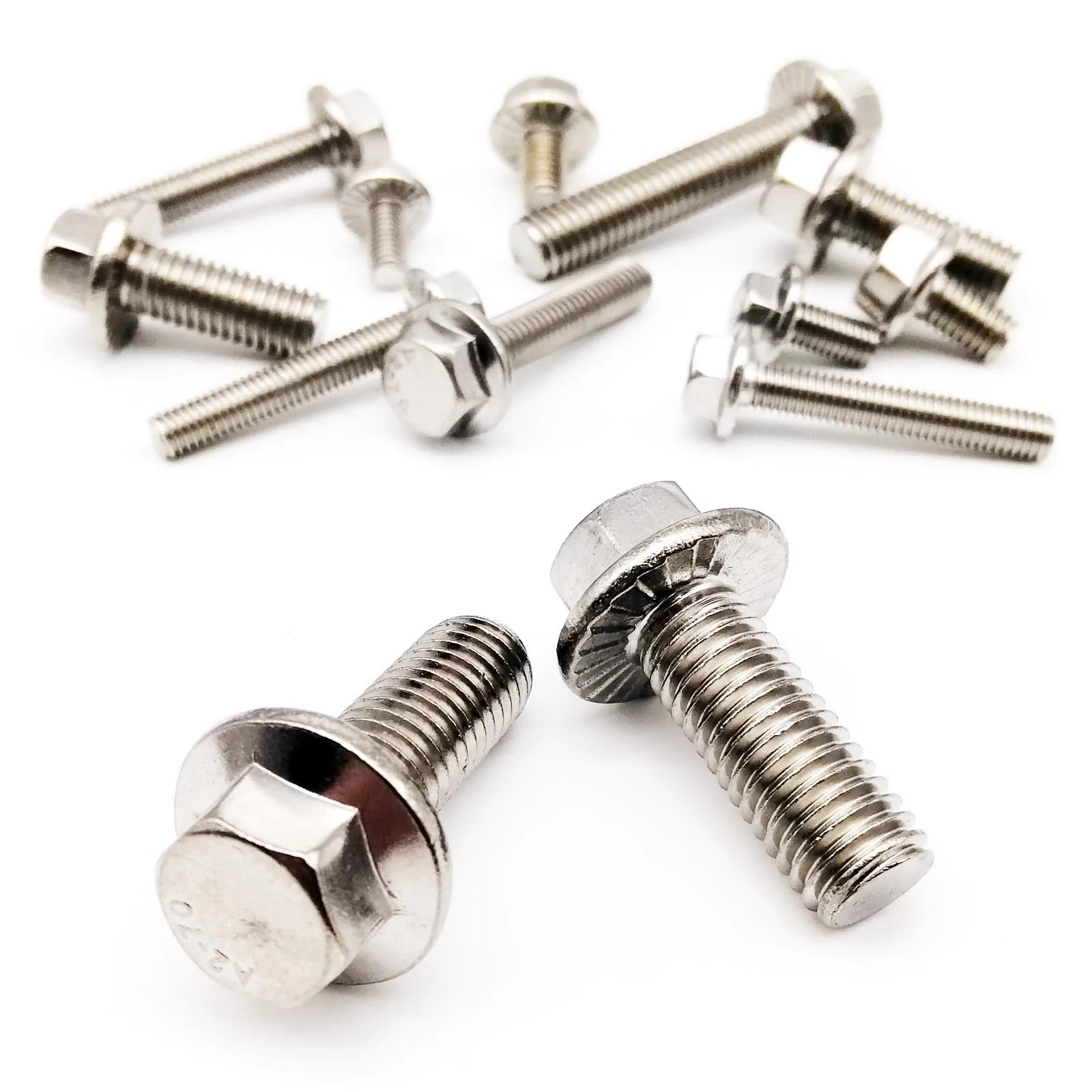 5/10 pces parafuso de cabeça de flange hexágono cabeça sextavada com arruela serrilhada parafuso m5 m6 m8 A2-70 304 aço inoxidável gb5787