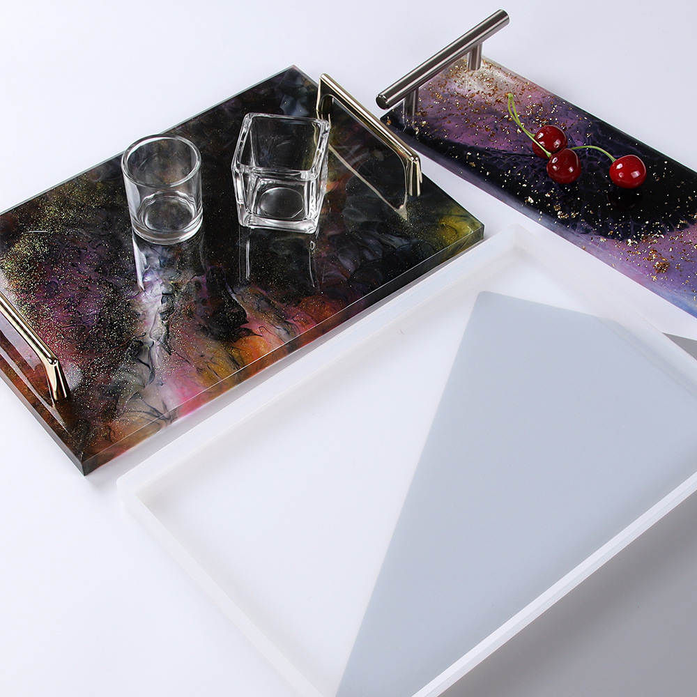 Tablett Silikon Form DIY Harz Form Kristall Epoxy Silikon Form Obst Disc Tee Platte Tabletop Untersetzer, Der Formen Werkzeug