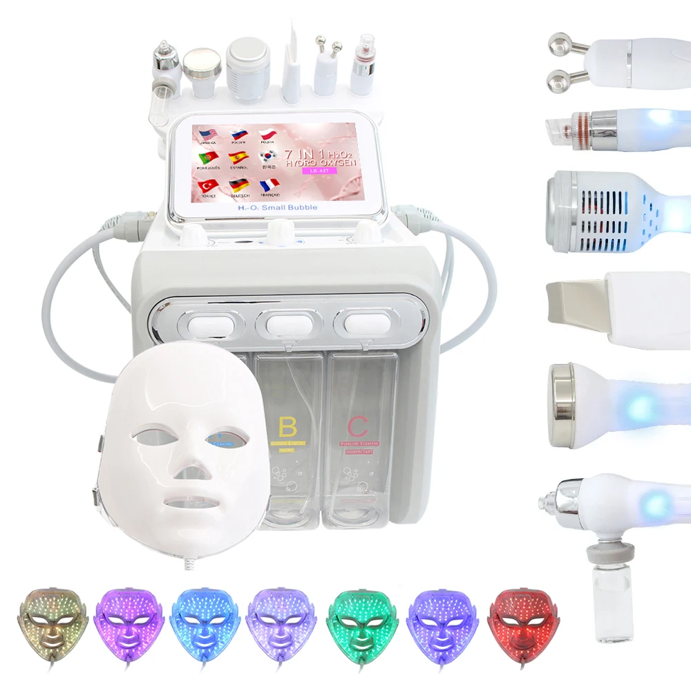 New 7 in 1 Hydro Dermabrasion Facial Machine Water Oxygen Hydrogen Deep Cleansing Auqa Peeling Bio Lifting Blackhead Remove Tool