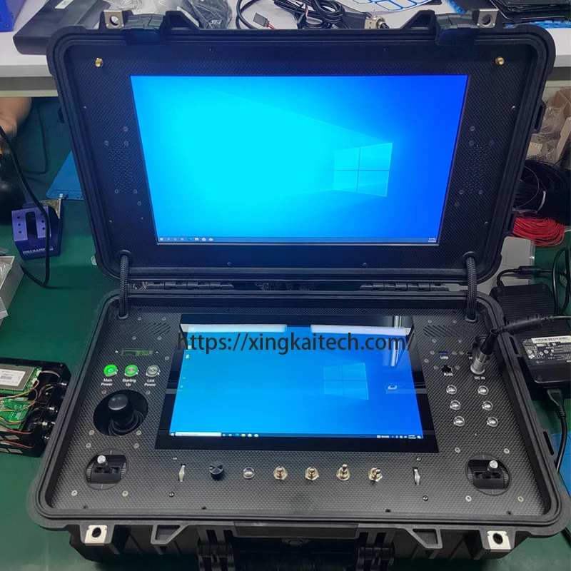 Long Rang VTOL Drone Video Transmission Ground Control Station FPV Station High Brightness Dual Screen Portable Drone Computer