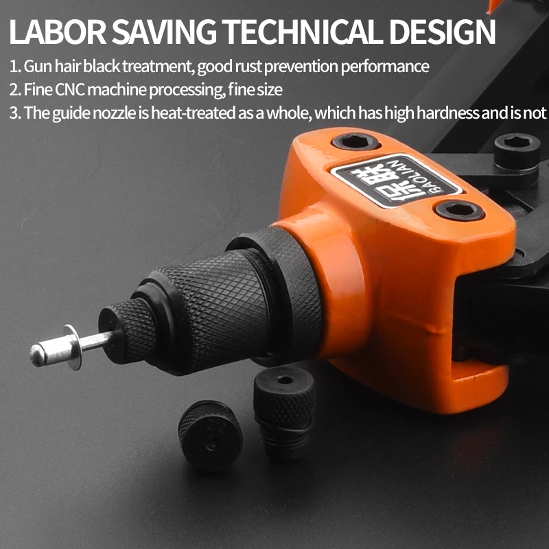 Manual profissional Rivet Gun Set, Rivet Nut e Hand Riveter, Double Insert, Home Repair Tool, 50pcs