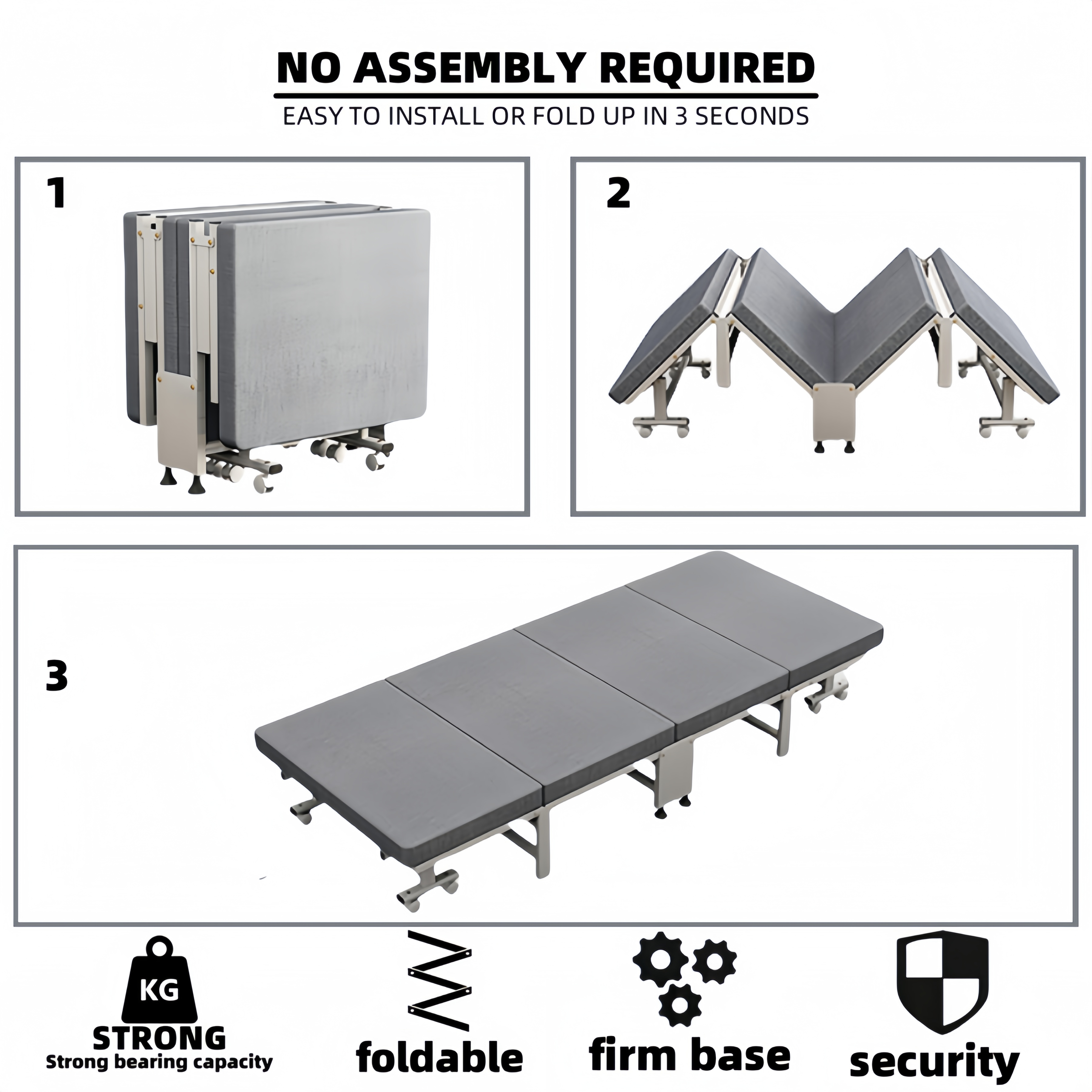 75Cama dobrável resistente, estrutura de aço espessada, polia com trava, adequada para cochilo de escritório, escolta hospitalar, camping, etc. H