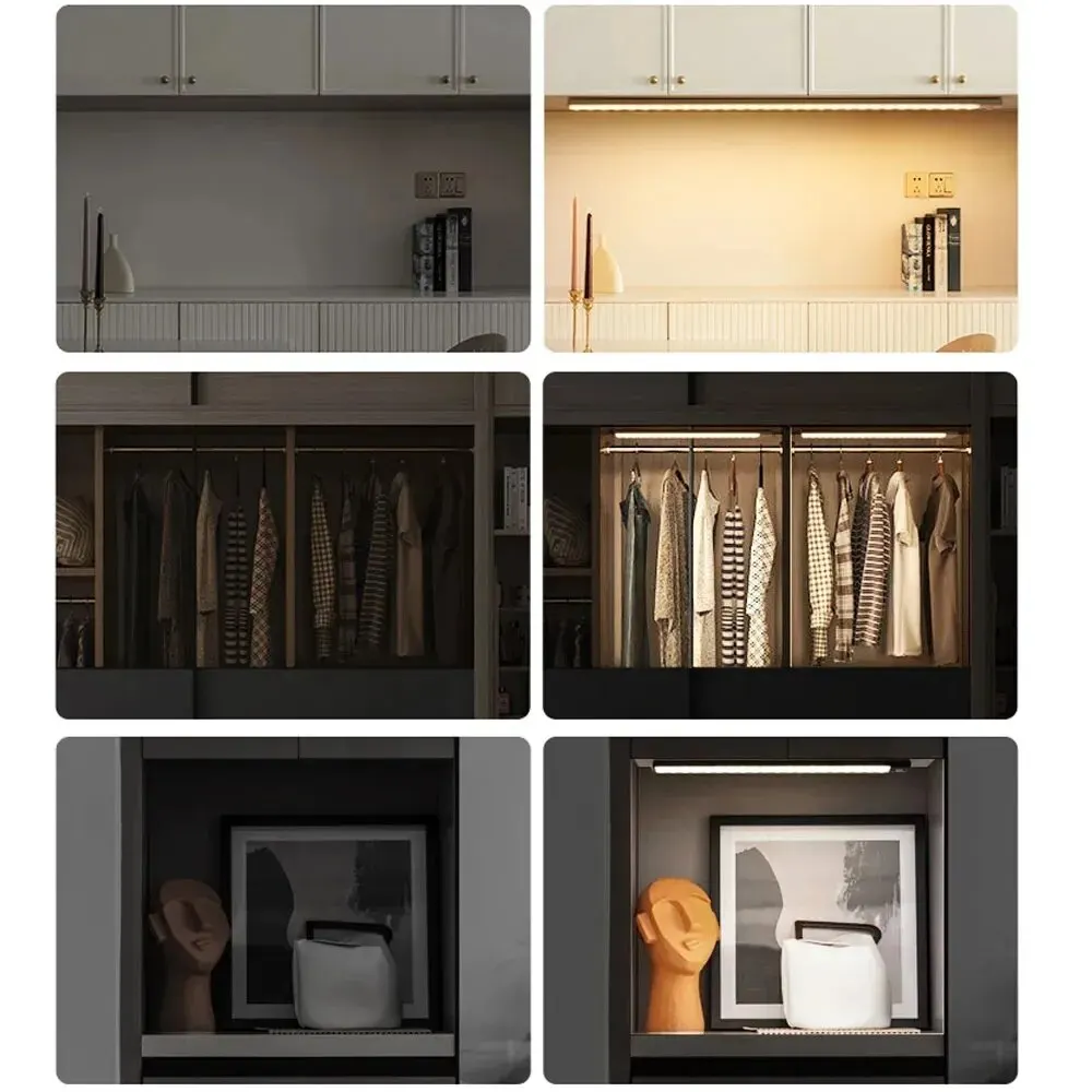 Nachtlampje Bewegingssensor Licht Draadloos USB Onderkastlicht voor kast Slaapkamer Garderobe Binnenverlichting 3 kleuren in één lamp