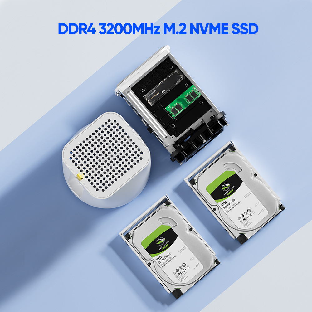 Topton 2-Bay Nas R1 Pro Amd Ryzen 7 5825u Intel N100 Firewall Router 2x I226-V 2.5G Mini Pc Netwerkopslagserver Private Cloud