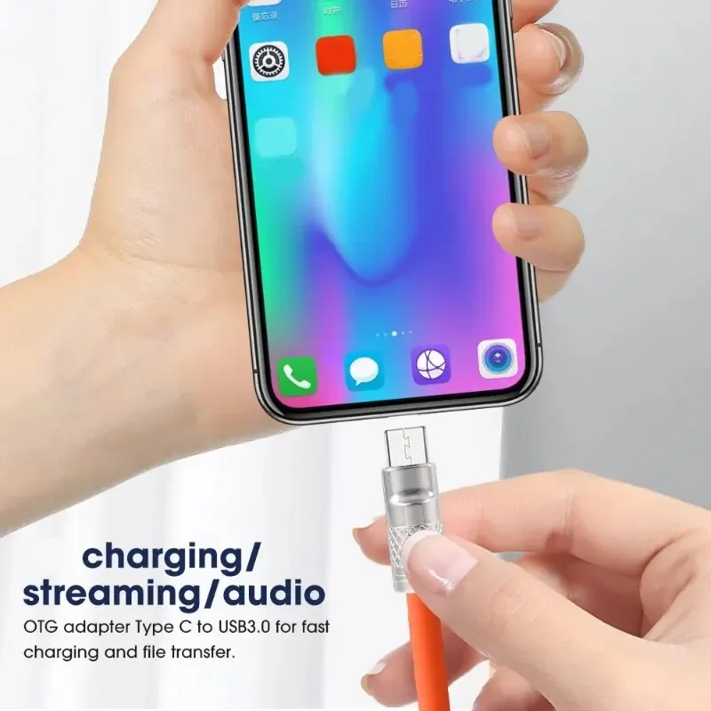 Cavo in silicone liquido ricarica rapida cavo USB 1M cavo caricabatterie USB C per Huawei Samsung Xiaomi 120W 6A ricarica super veloce tipo C